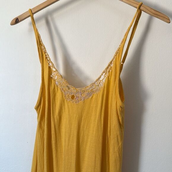 Calypso Christiane Celle Boho Tankโ Top Small Yellow Lace Trim Flowy Summer - Picture 6 of 9